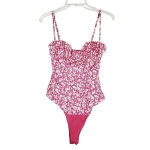ZARA printed floral corset bodysuit NWT barbie barbiecore valentine's day